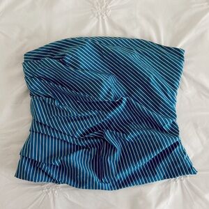 Zara blue striped strapless top